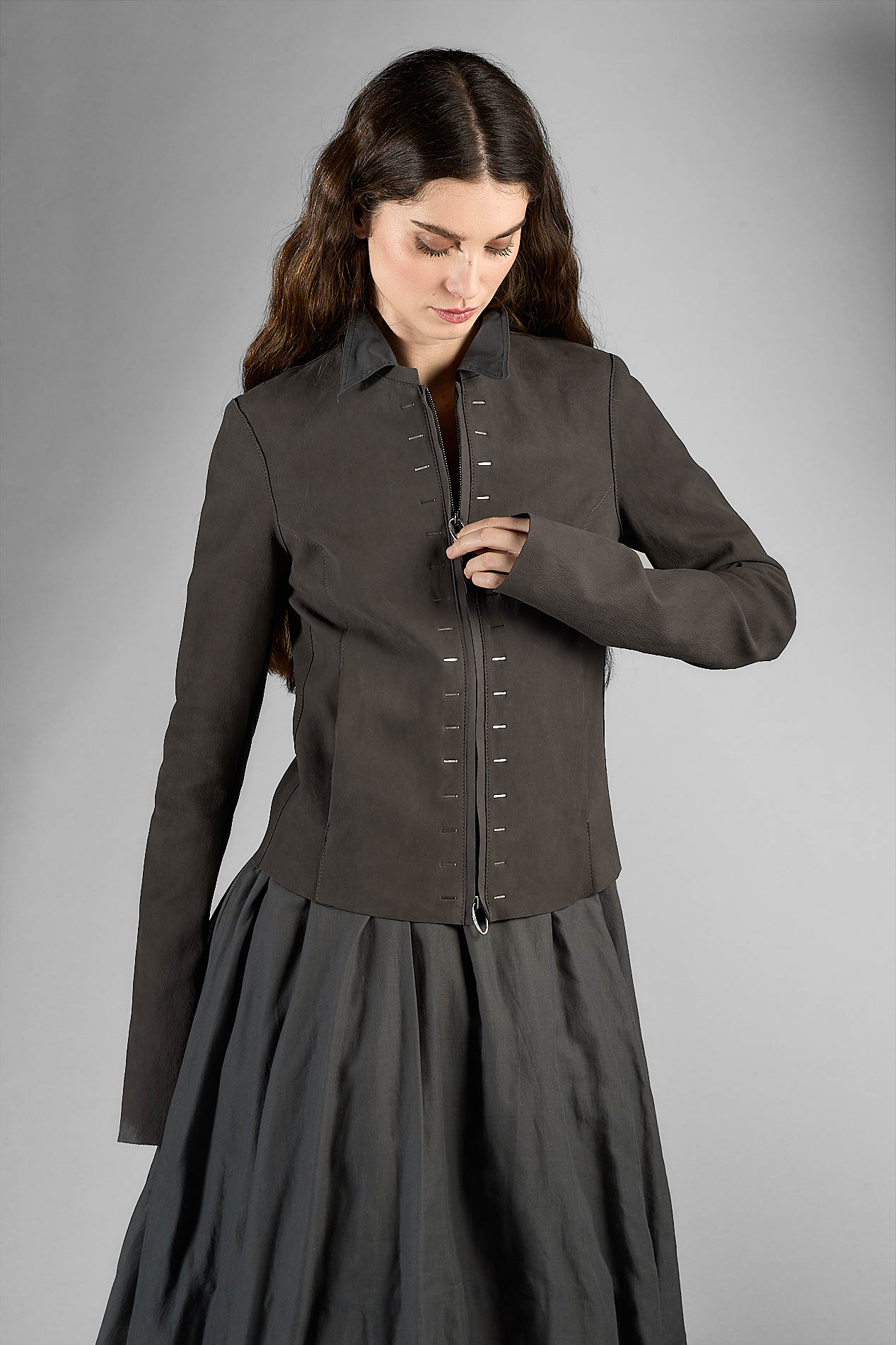 DANIELE BASTA LEATHER AND SILVER JACKET